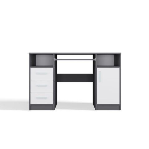 BIURKO DELTA ANTRACYT / BIAŁY 120 Cm 3 Szuflady Szafka Półki Do Biura Pokoju Na Laptop