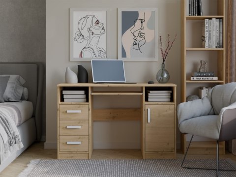 BIURKO DELTA DĄB ARTISAN 120 Cm 3 Szuflady Szafka Półki Do Biura Pokoju Na Laptop