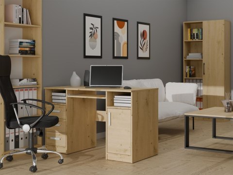BIURKO DELTA DĄB ARTISAN 120 Cm 3 Szuflady Szafka Półki Do Biura Pokoju Na Laptop