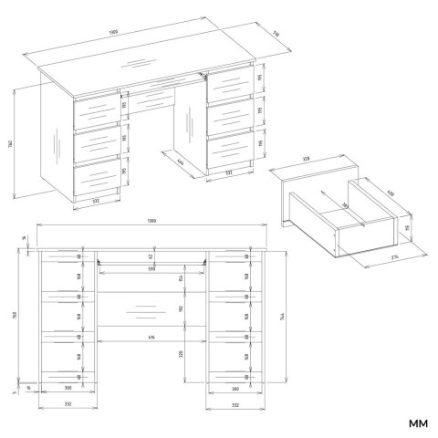 Biurko KUBA+ NADSTAWKA Zestaw BIAŁY