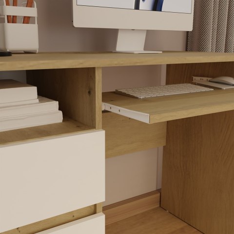 Biurko Komputerowe PORTO LEWE DĄB ARTISAN / BIAŁY Z Szufladą 98,5x75x51 Cm