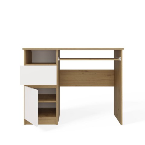 Biurko Komputerowe PORTO LEWE DĄB ARTISAN / BIAŁY Z Szufladą 98,5x75x51 Cm