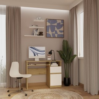 Biurko Komputerowe PORTO PRAWE DĄB ARTISAN / BIAŁY Z Szufladą 98,5x75x51 Cm