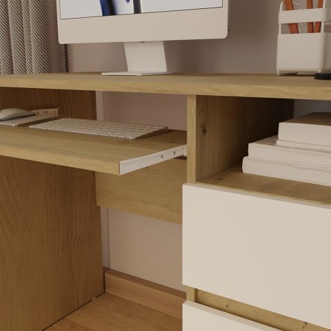 Biurko Komputerowe PORTO PRAWE DĄB ARTISAN / BIAŁY Z Szufladą 98,5x75x51 Cm