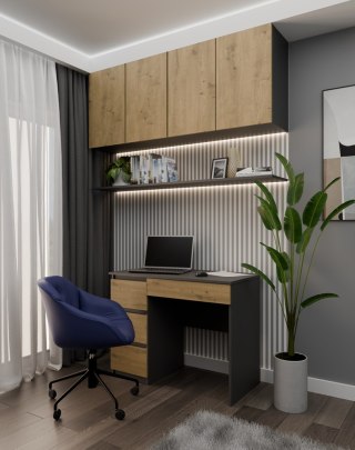 Biurko Mijas LEWE ANTRACYT DĄB ARTISAN