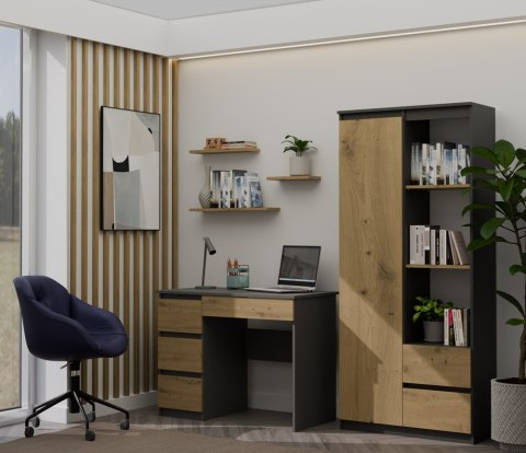 Biurko Mijas LEWE ANTRACYT DĄB ARTISAN