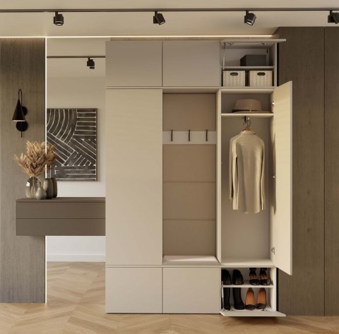 Garderoba HAGA III 2Sz1W KASZMIR BEŻ 2x Szafa + Wieszak