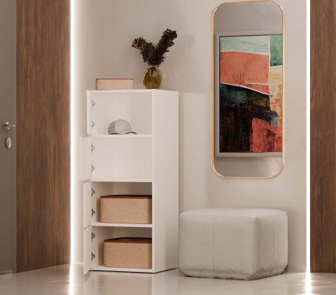 Komoda ALMA BIAŁA Szafka 4 Drzwi 4 Półki