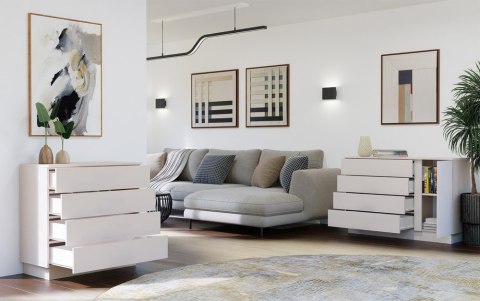 Komoda AMBER 1D4S Szafka 1 Drzwi 4 Szuflady Do Sypialni Salonu KASZMIR Beż