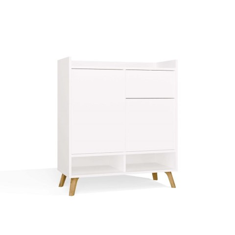 Komoda COLIN Szafka 2 Drzwi 1 Szuflada Z Nóżkami BIAŁY