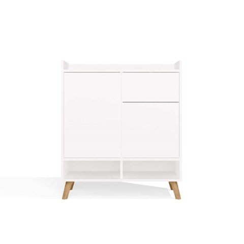 Komoda COLIN Szafka 2 Drzwi 1 Szuflada Z Nóżkami BIAŁY