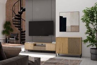 Komoda Front Ryflowany Szafka KAMARO 2D Slim / Gładki DĄB ARTISAN Lamele