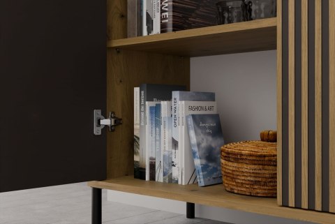 Komoda Front Ryflowany Szafka KAMARO 2D Slim / Gładki DĄB ARTISAN Lamele