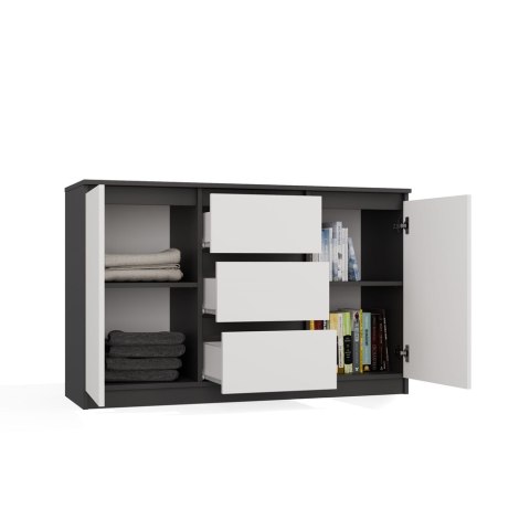 Komoda Malwa 2D3S ANTRACYT BIAŁY