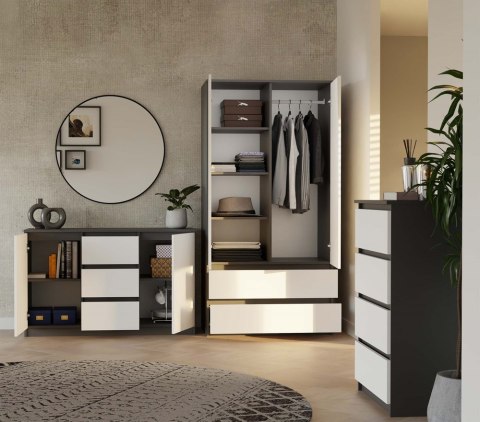 Komoda Malwa 2D3S ANTRACYT BIAŁY