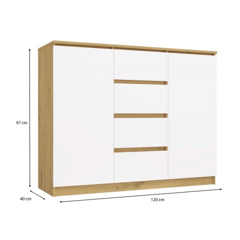 Komoda Malwa 2D4S 120 DĄB ARTISAN BIEL