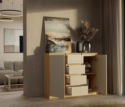 Komoda Malwa 2D4S 120 DĄB ARTISAN KASZMIR BEŻ