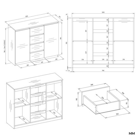 Komoda Malwa 2D4S 120 DĄB ARTISAN KASZMIR BEŻ