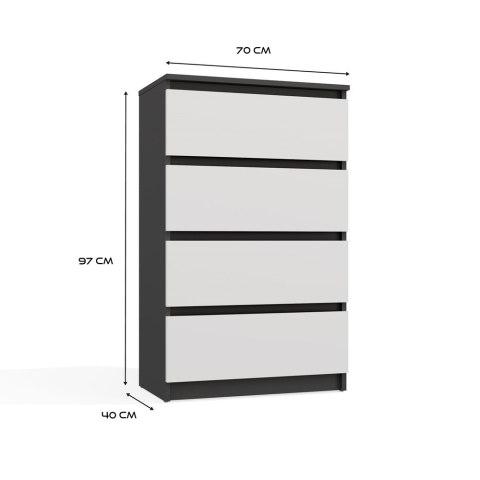 Komoda Malwa M4 ANTRACYT BIAŁY