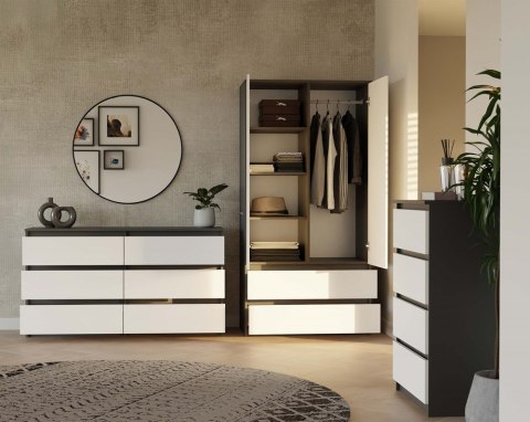 Komoda Malwa M6 140 ANTRACYT / BIAŁY