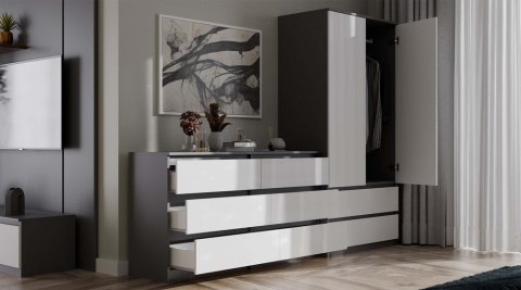 Komoda Malwa M6 140 ANTRACYT / BIAŁY