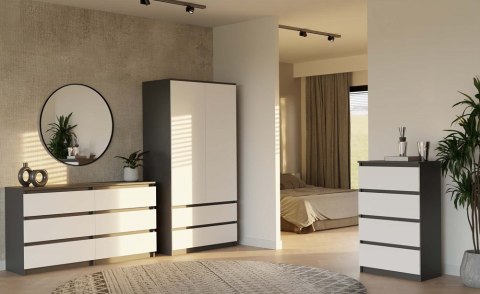 Komoda Malwa M6 140 ANTRACYT / BIAŁY