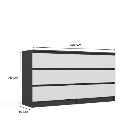 Komoda Malwa M6 140 ANTRACYT / BIAŁY