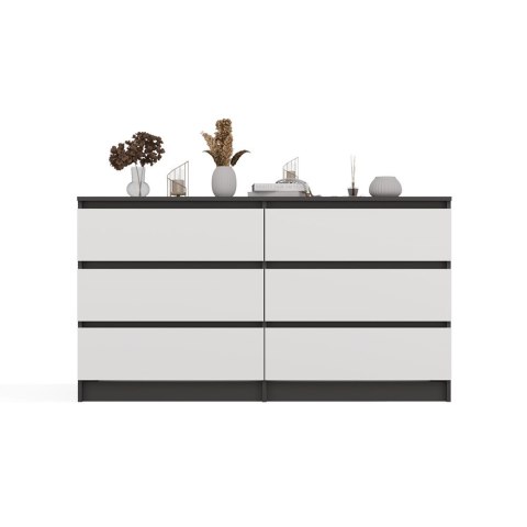 Komoda Malwa M6 140 ANTRACYT / BIAŁY