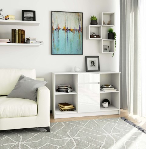 KOMODA B-17 120 cm 1 SZUFLADA 1 DRZWI PK BIAŁA / BIAŁY POŁYSK