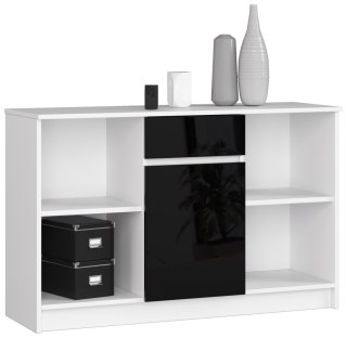 KOMODA B-17 120 cm 1 SZUFLADA 1 DRZWI PK BIAŁA / CZARNY POŁYSK