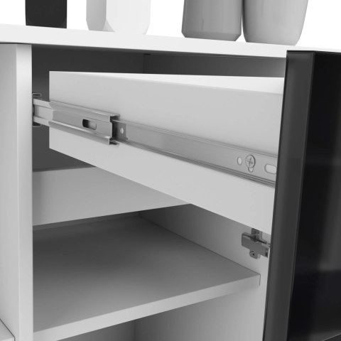 KOMODA B-17 120 cm 1 SZUFLADA 1 DRZWI PK BIAŁA / CZARNY POŁYSK