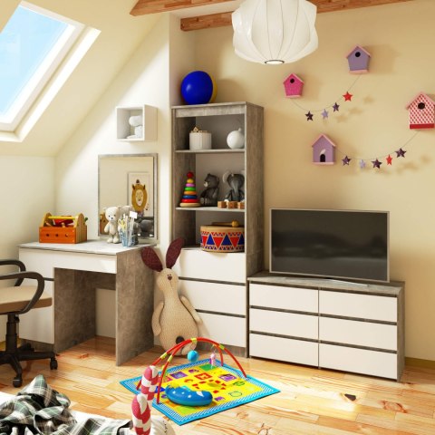 KOMODA CL100 6SZ PK BETON / BIAŁA