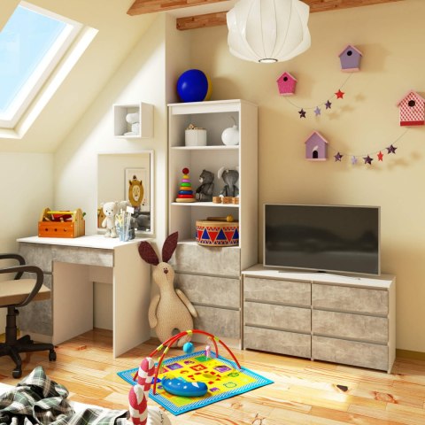 KOMODA CL100 6SZ PK BIAŁA / BETON