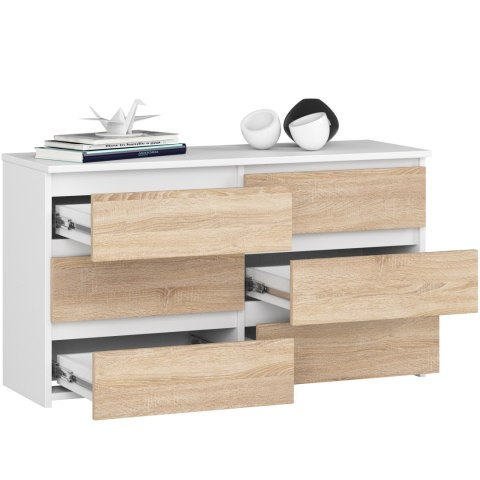 KOMODA CL100 6SZ PK BIAŁA / DĄB SONOMA