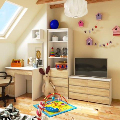 KOMODA CL100 6SZ PK BIAŁA / DĄB SONOMA