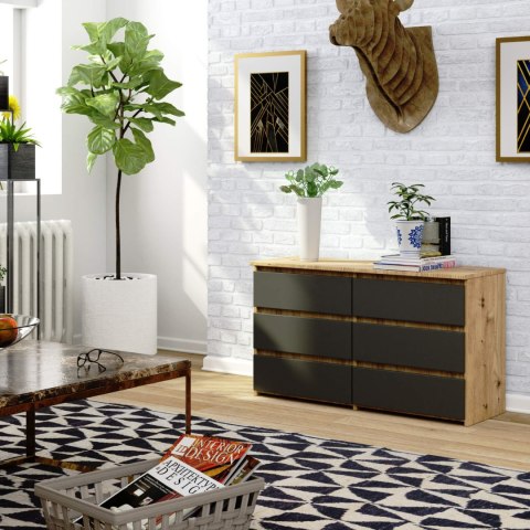 KOMODA CL100 6SZ PK DĄB ARTISAN / SZARA