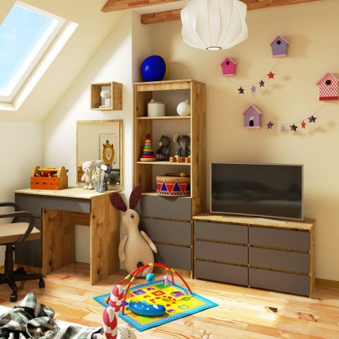 KOMODA CL100 6SZ PK DĄB ARTISAN / SZARA