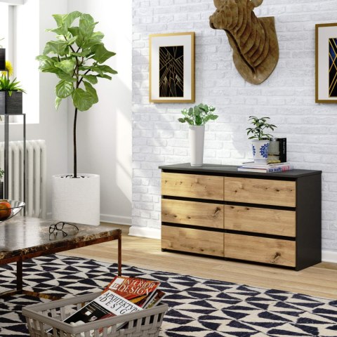 KOMODA CL100 6SZ PK SZARA / DĄB ARTISAN