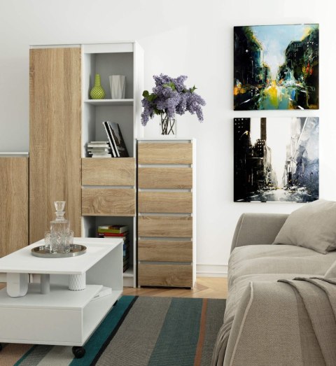 KOMODA CL6 PK BIAŁA / DĄB SONOMA