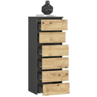 KOMODA CL6 PK GRAFIT SZARY / DĄB ARTISAN