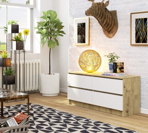 KOMODA K120 4SZ CLP DĄB ARTISAN / BIAŁY
