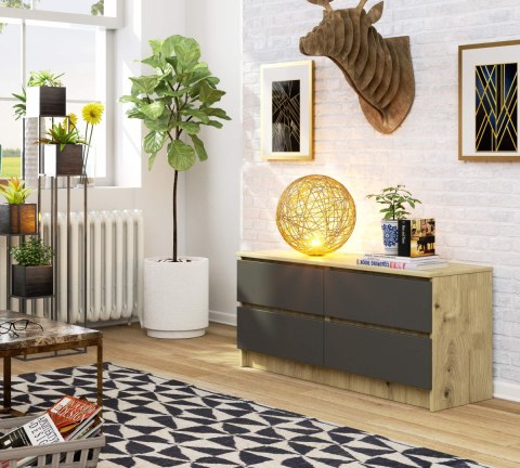 KOMODA K120 4SZ CLP DĄB ARTISAN / SZARY