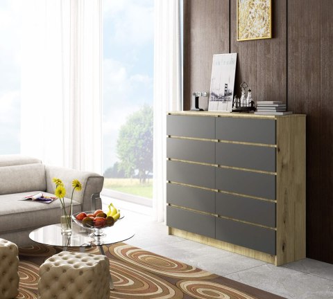 KOMODA K140 10SZ CLP DĄB ARTISAN / SZARY