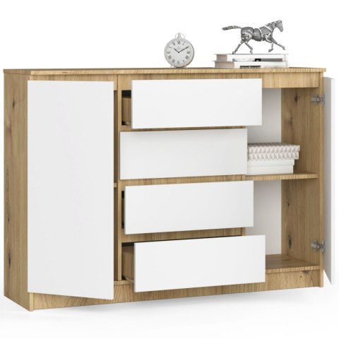 KOMODA K140 2D 4SZ CLP PK DĄB ARTISAN / BIAŁY
