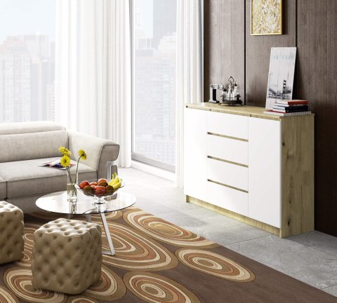 KOMODA K140 2D 4SZ CLP PK DĄB ARTISAN / BIAŁY