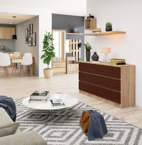 KOMODA K140 6SZ CLP DĄB SONOMA / WENGE