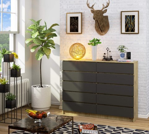 KOMODA K160 10SZ CLP PK DĄB ARTISAN / SZARY