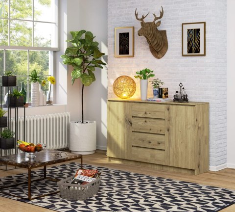 KOMODA K160 2D 4SZ CLP PK DĄB ARTISAN