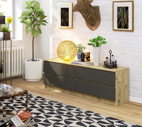 KOMODA K160 4SZ CLP PK DĄB ARTISAN / SZARY