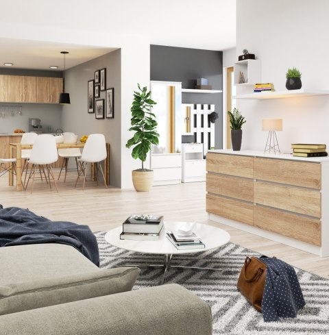 KOMODA K160 6SZ CLP PK BIAŁA / SONOMA